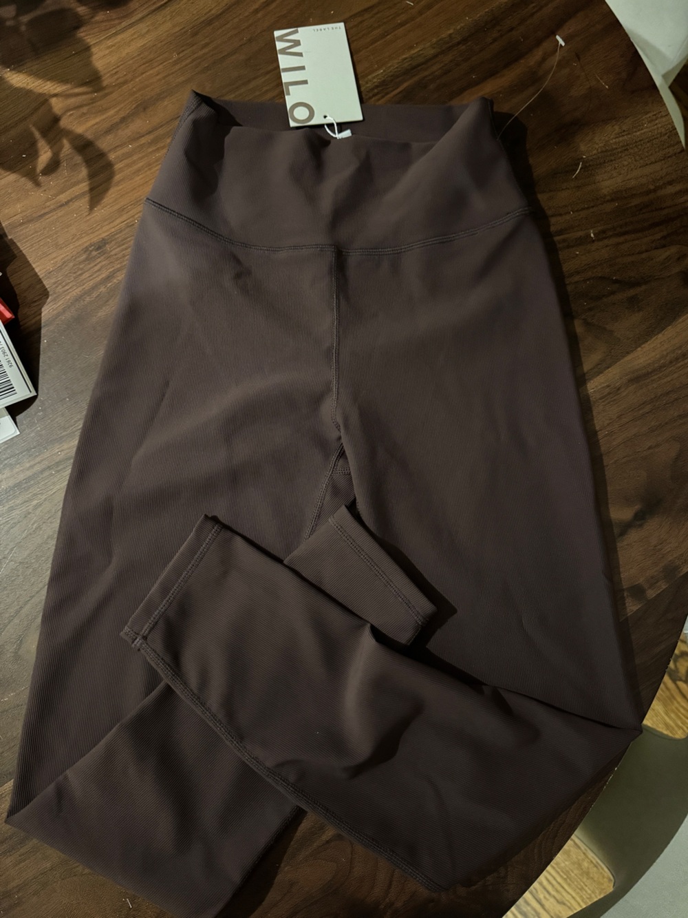 NWT WILO THE LABEL CHOCOLATE BROWN RIBBED LEGGINGS S - Picture 2 of 2